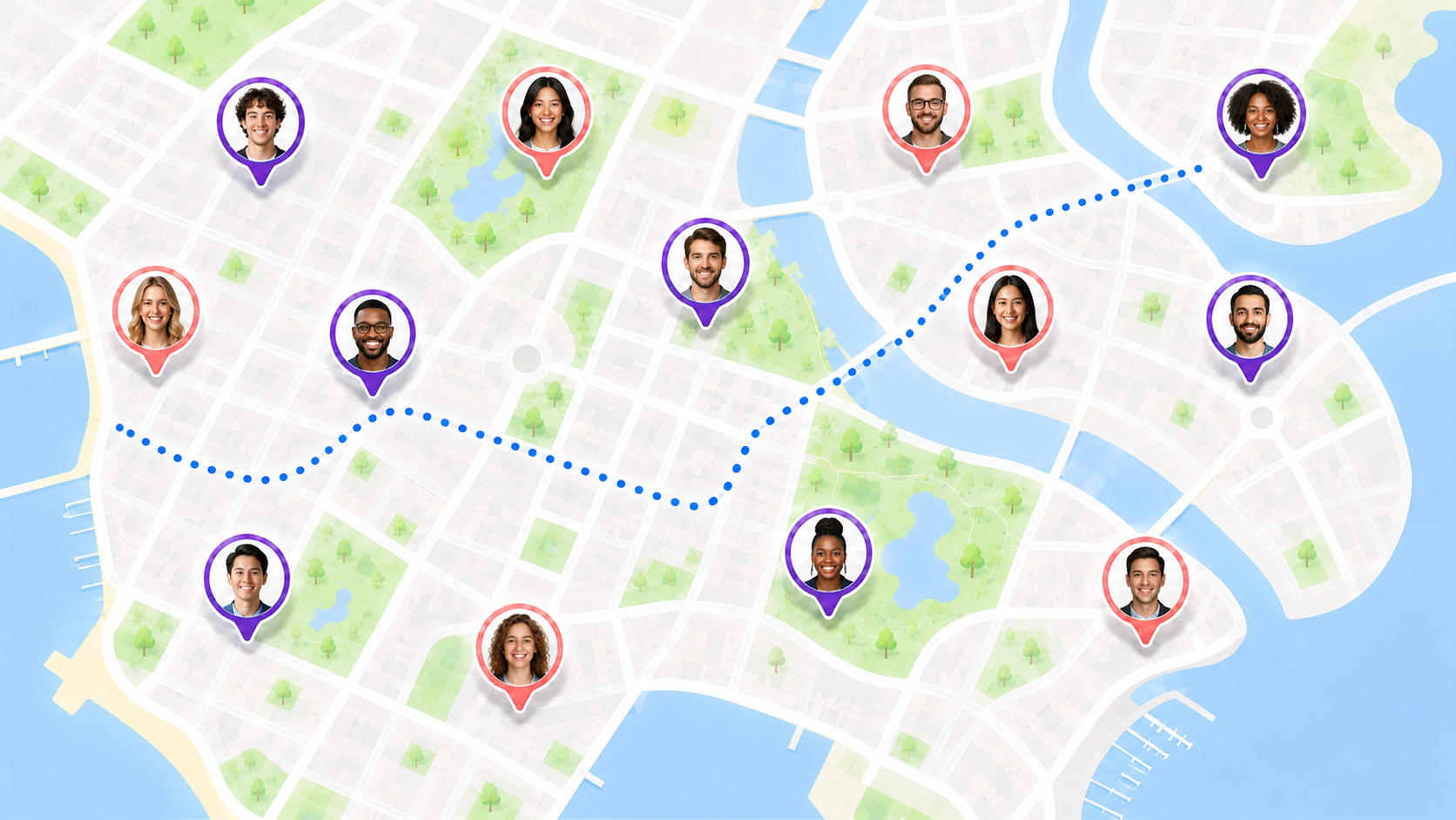 People nearby on the NearbyGrid map