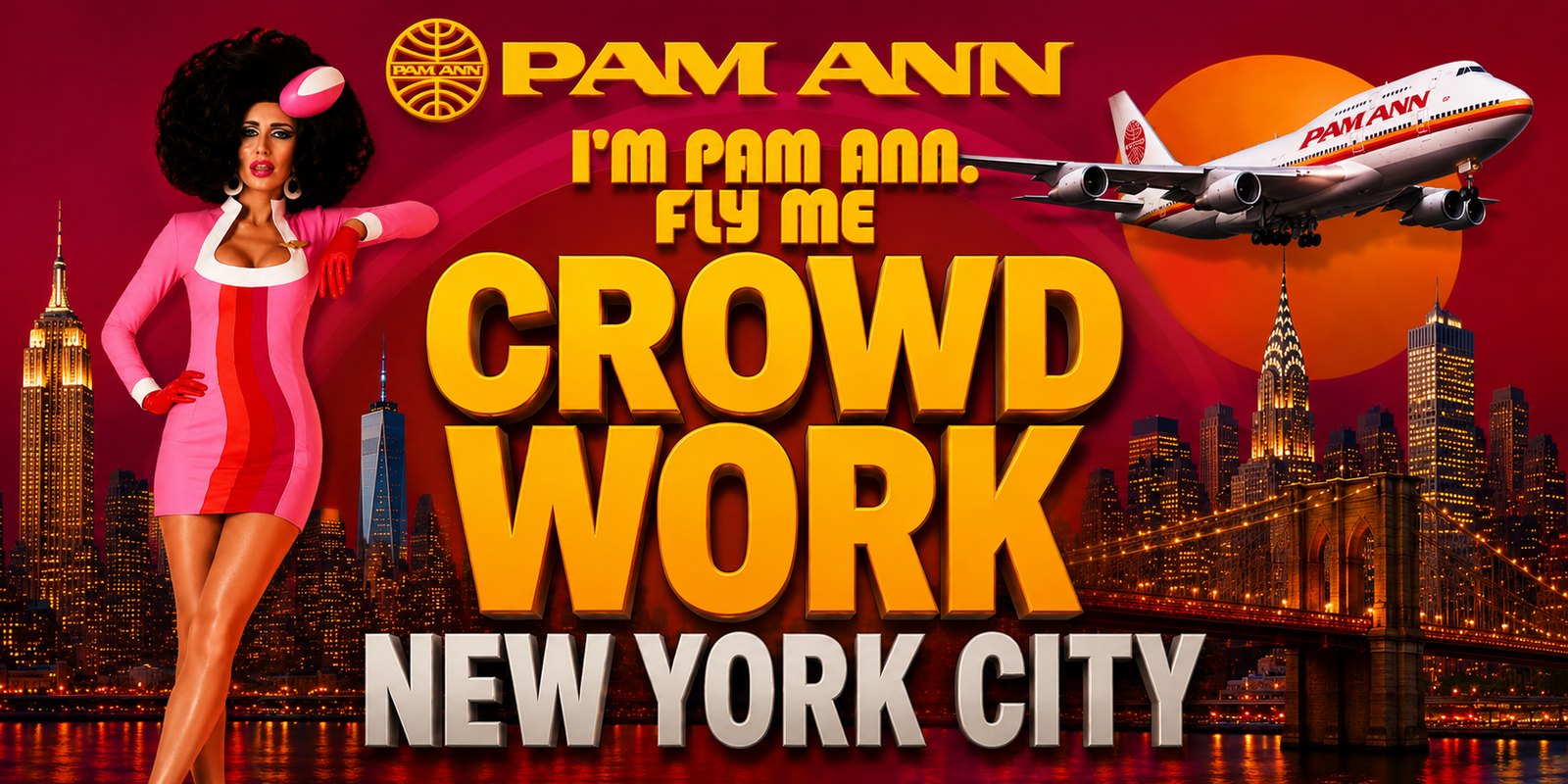 I'm Pam Ann. Fly Me: Crowd Work