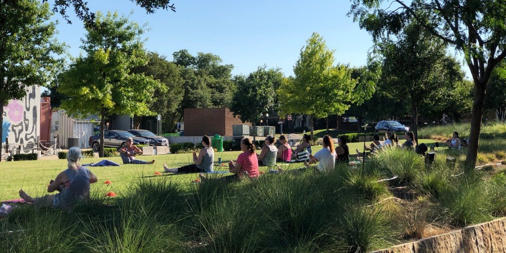 Yoga in the Plaza with Blue Anjou
