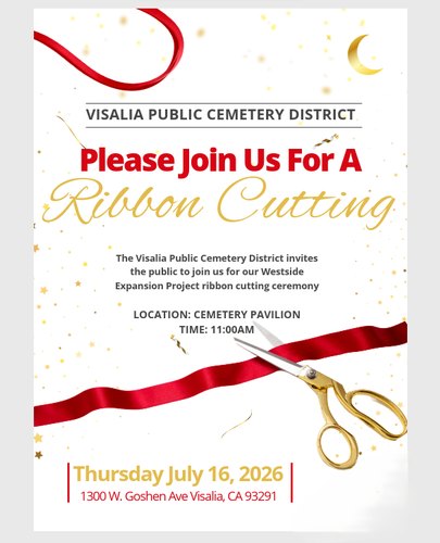 Visalia Public Cemetery District Ribbon Cutting