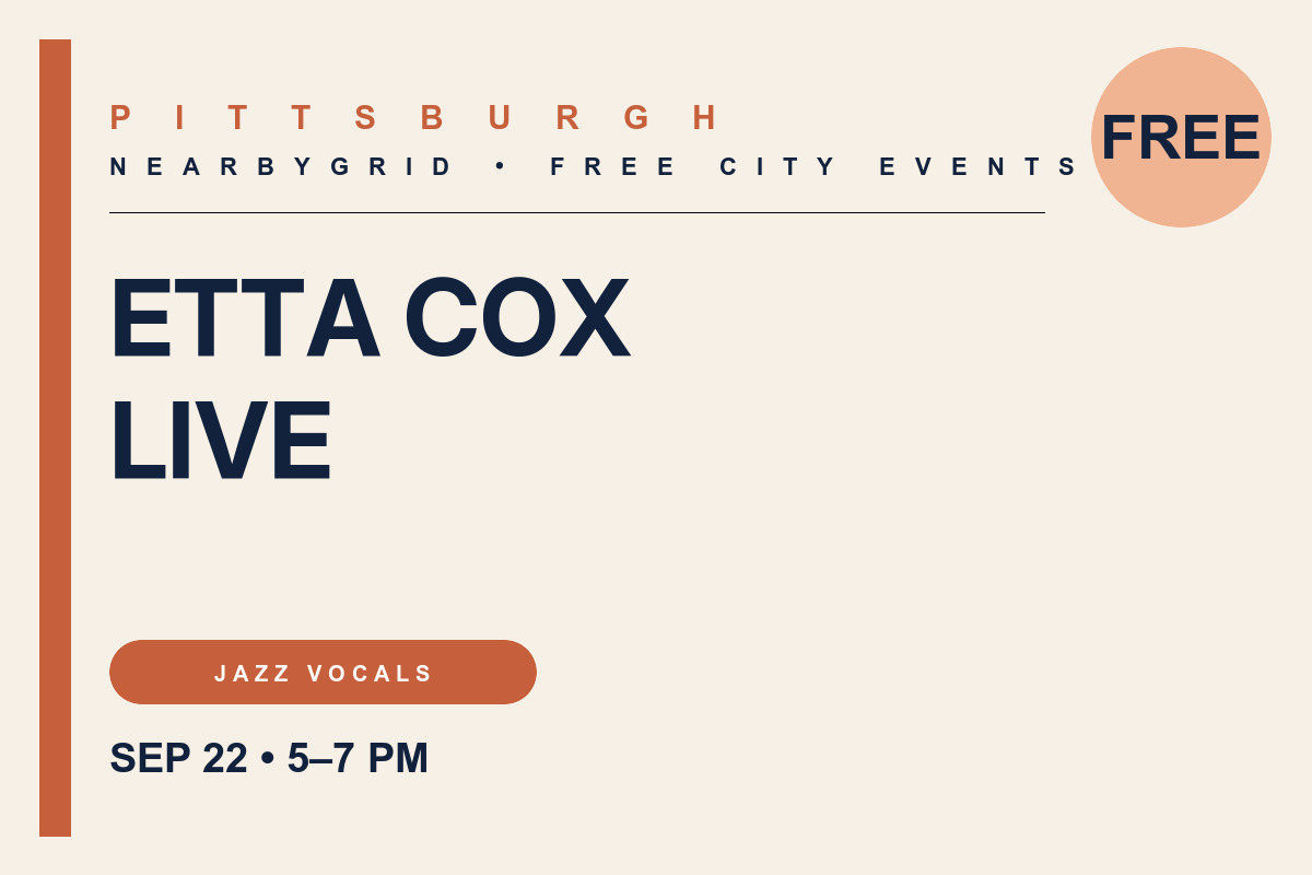 FREE Pittsburgh: Etta Cox Live at Arts Landing