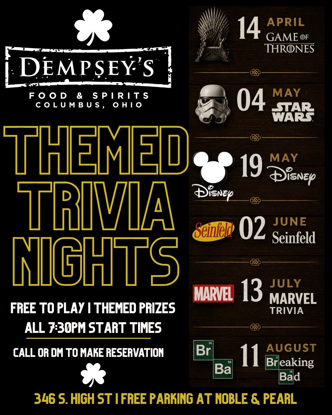 Dempsey's Themed Trivia Nights
