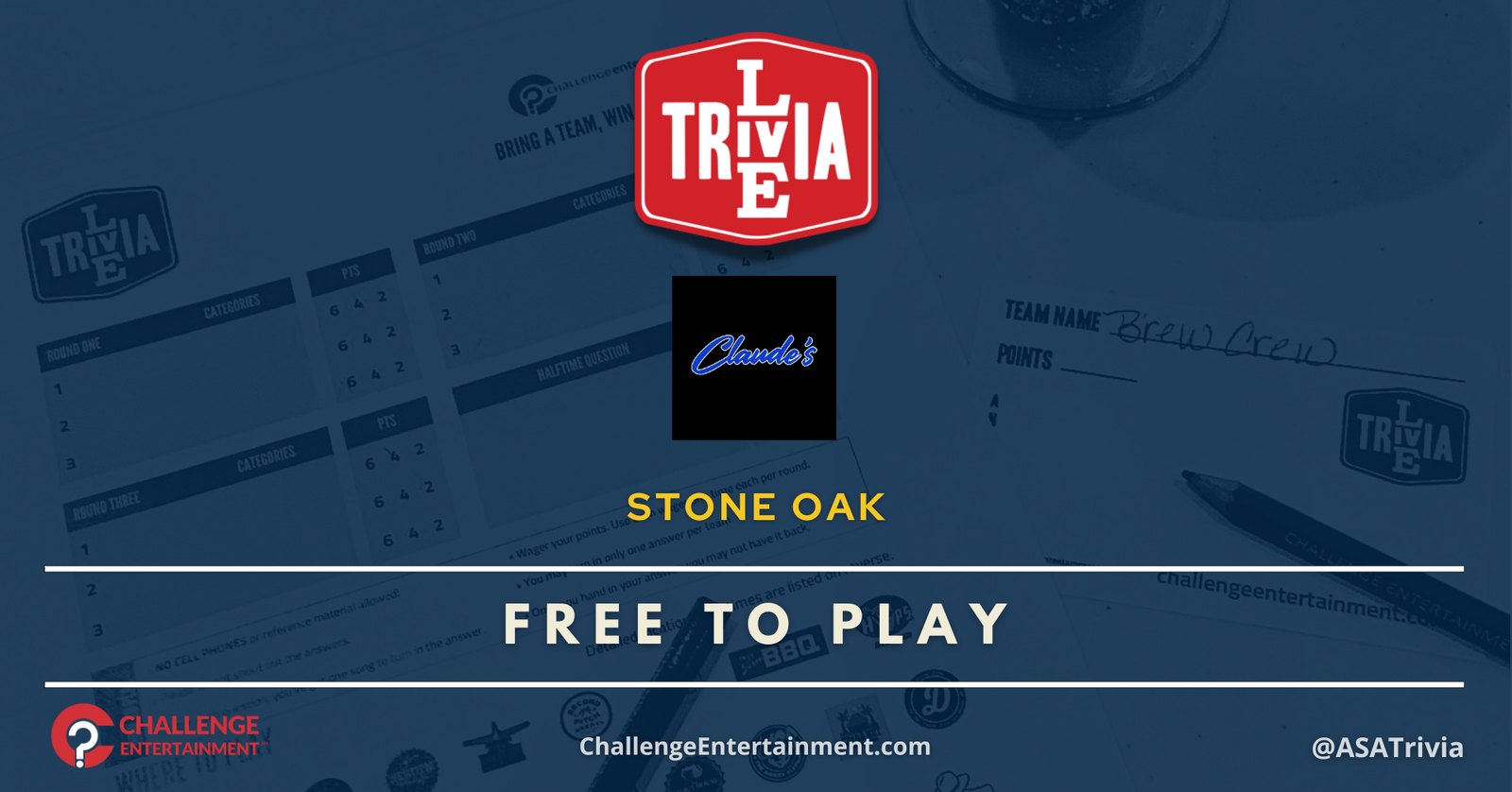 Weekly Live Trivia Nights at Claude's – Stone Oak