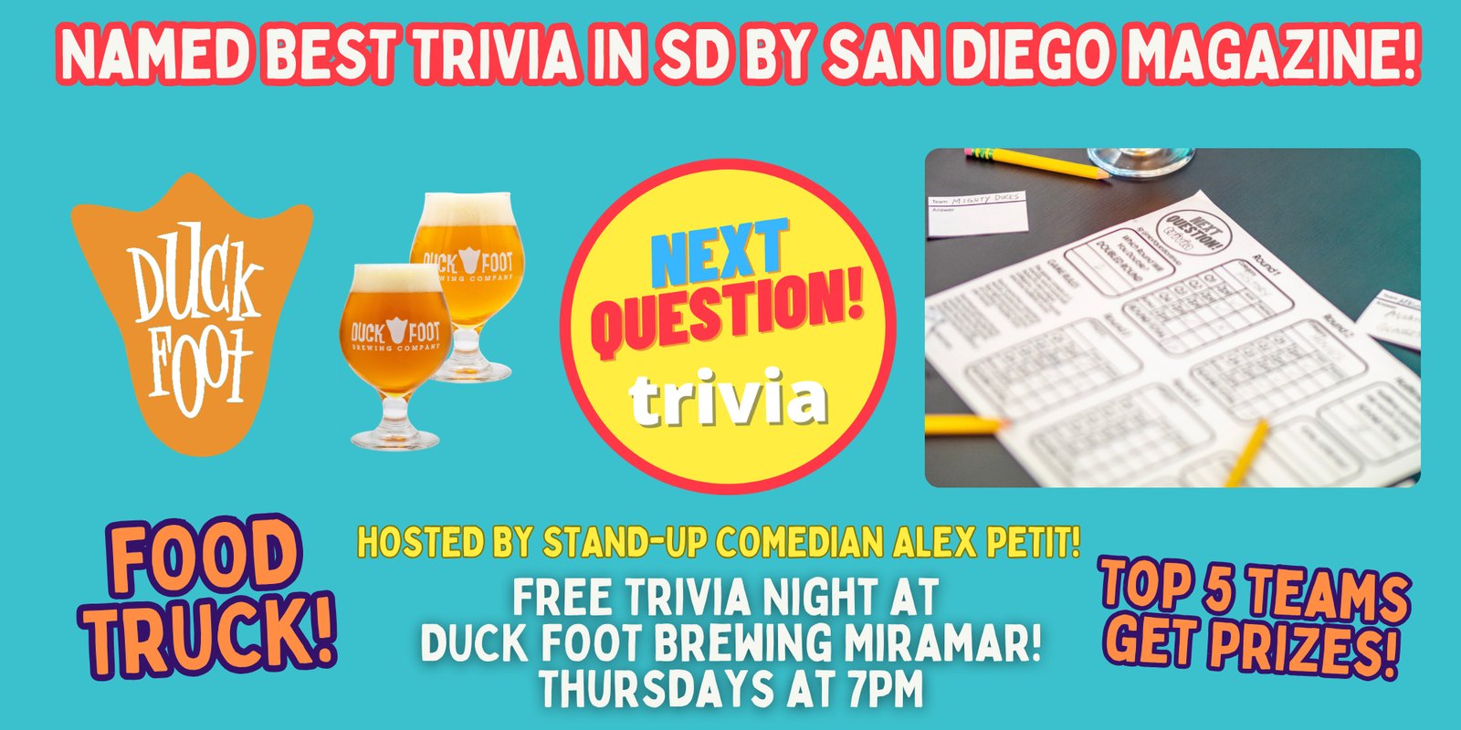 Free Trivia Night at Duck Foot Brewing Miramar