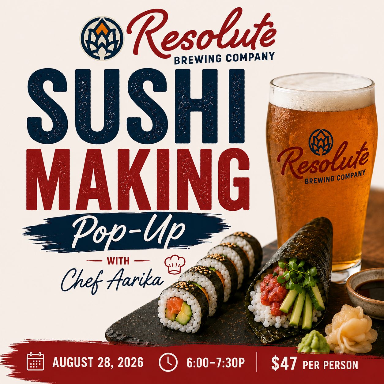 Sushi Making Pop-Up at Resolute Brewing Co