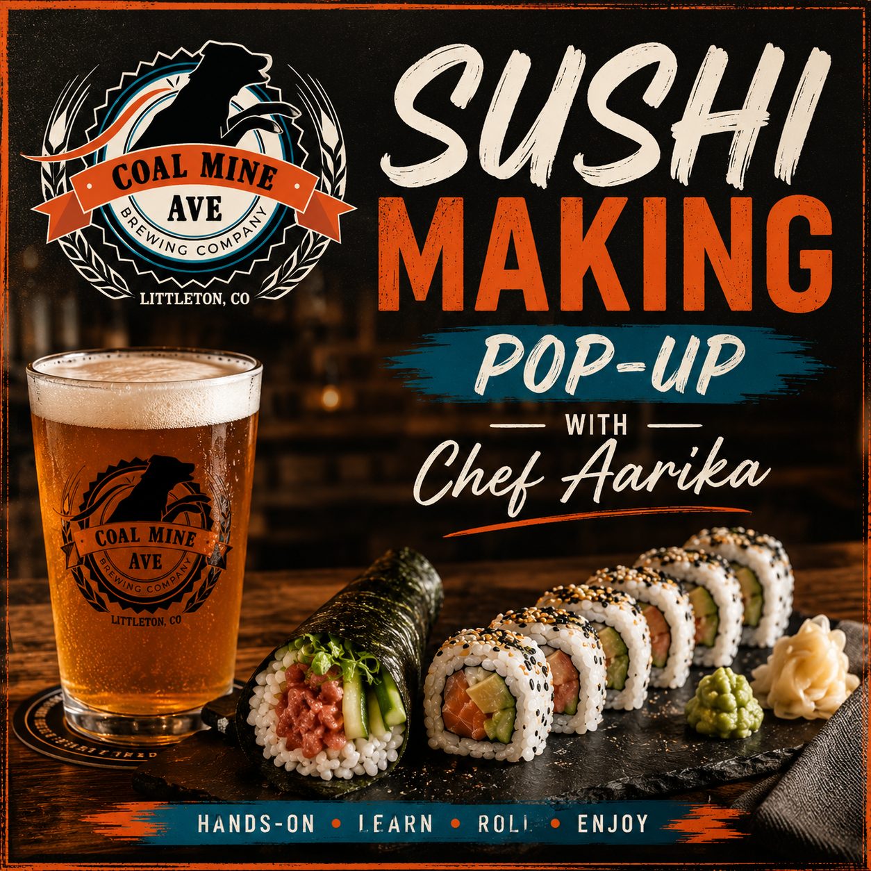 Sushi Making Pop-Up at Coal Mine Ave. Brewing Co
