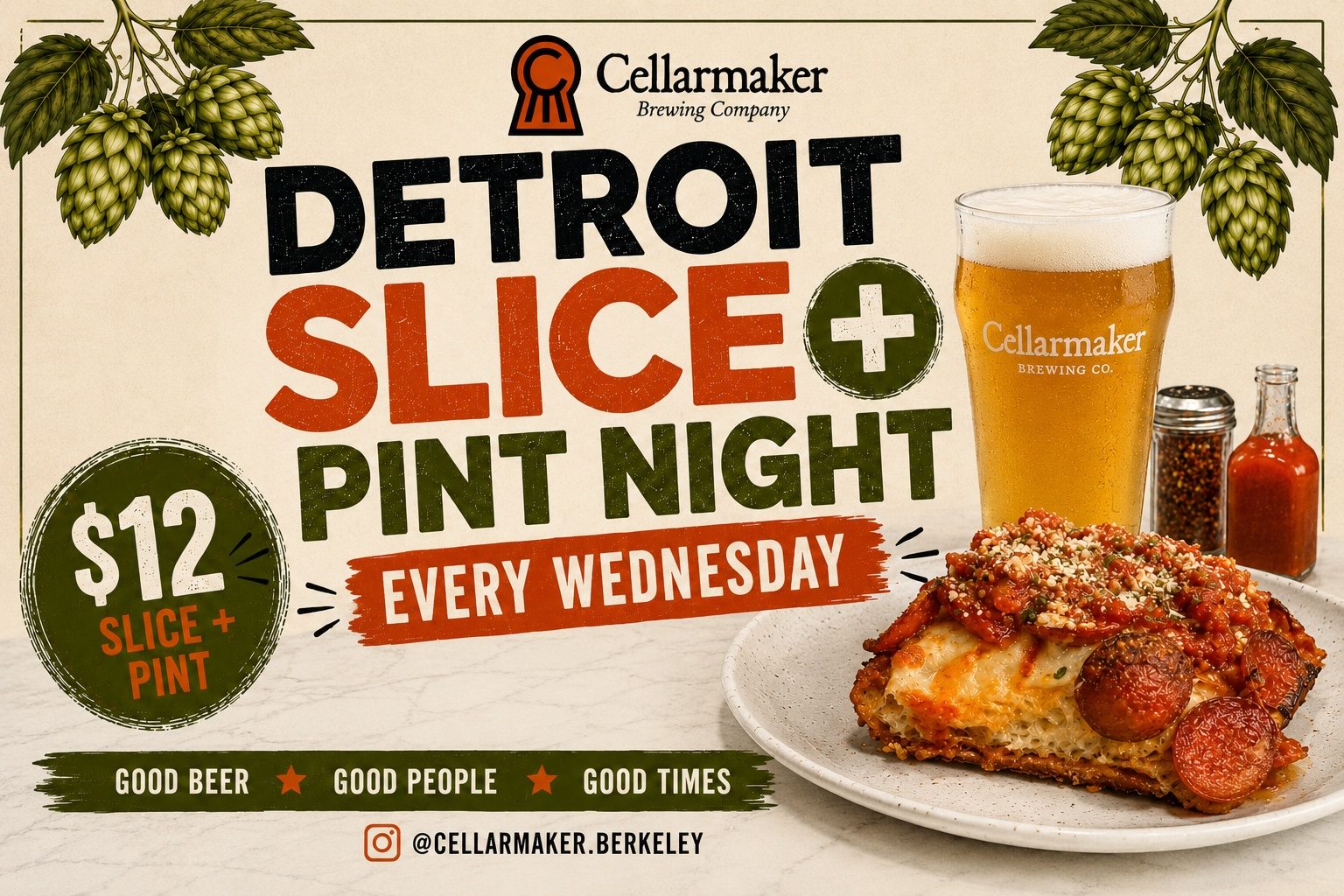 Wednesday Detroit Slice + Pint Night
