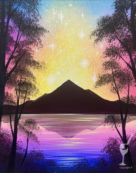 Vibrant Galaxy Forest Paint Night