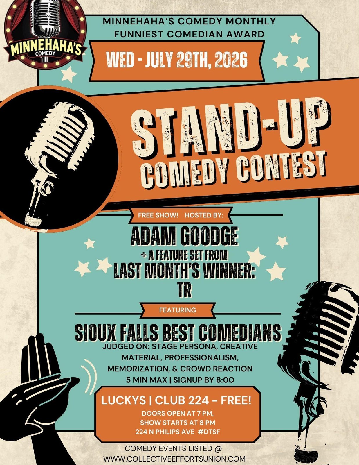 FREE SHOW! Monthly Sioux Falls Funniest Comic Contest
