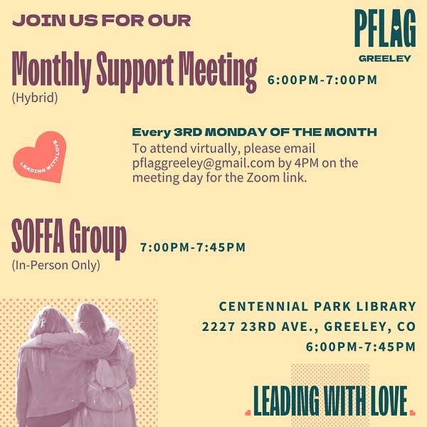 PFLAG Greeley Monthly Support Meeting + SOFFA