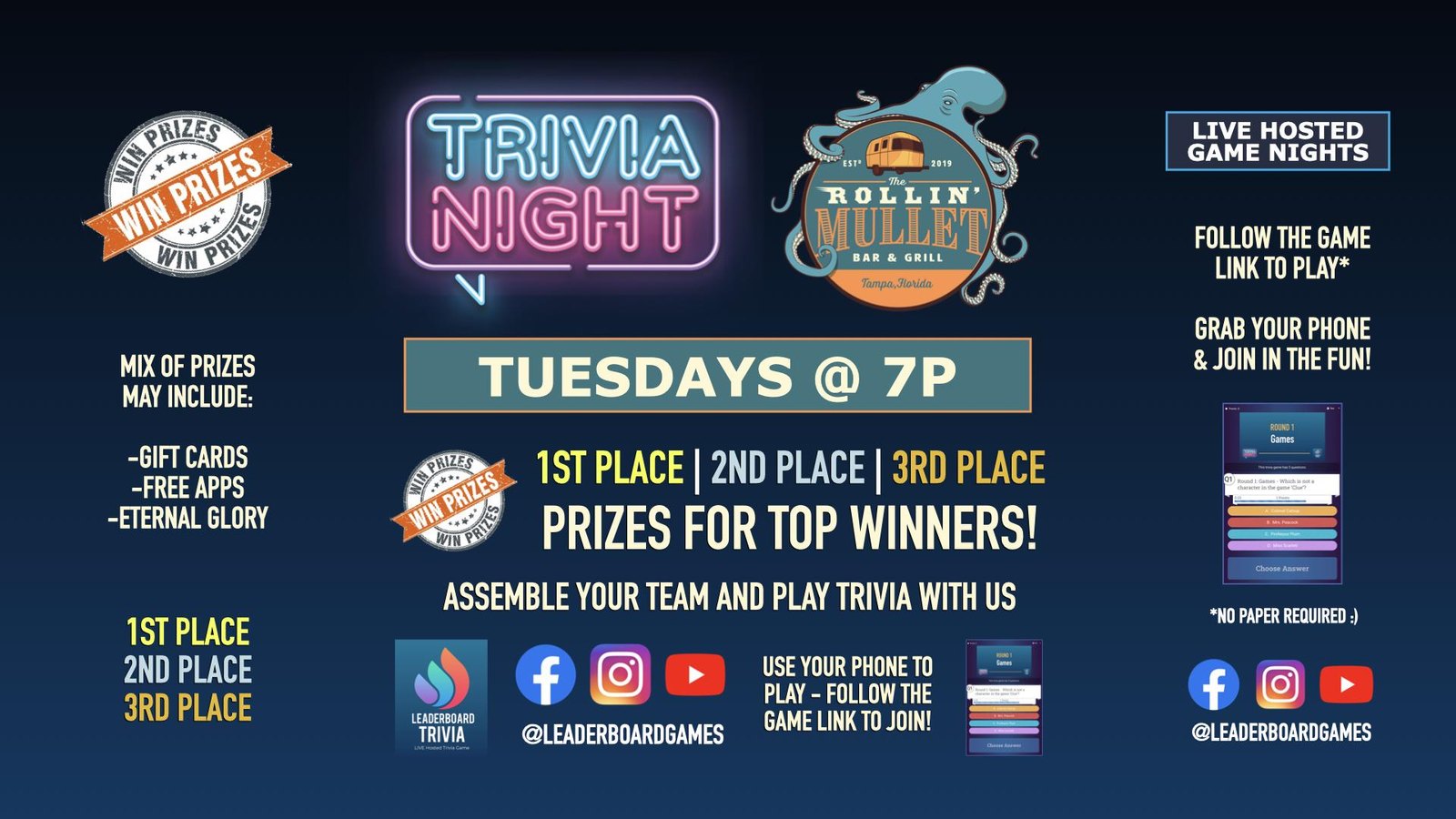 Trivia Night at The Rollin' Mullet