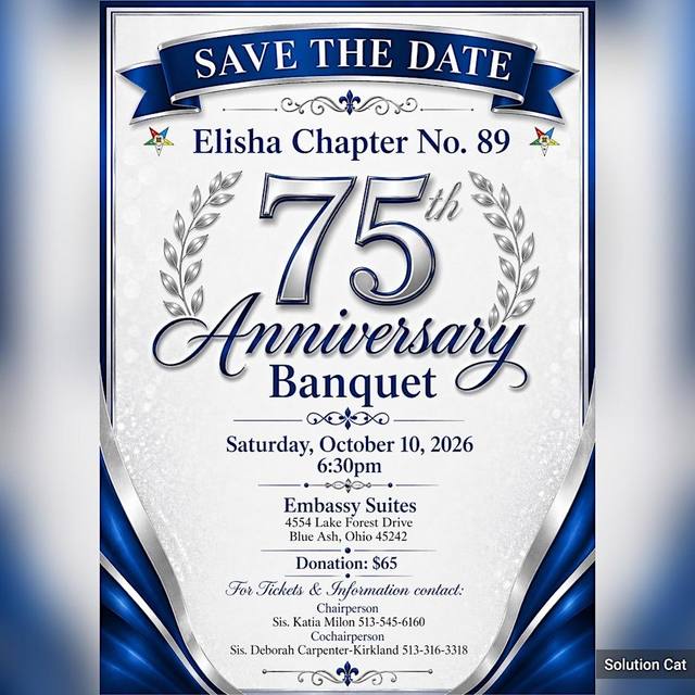 Elisha Chapter No. 89 75th Anniversary Banquet