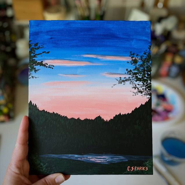 Paint & Sip: Sunrise Lake. Free Drink included!