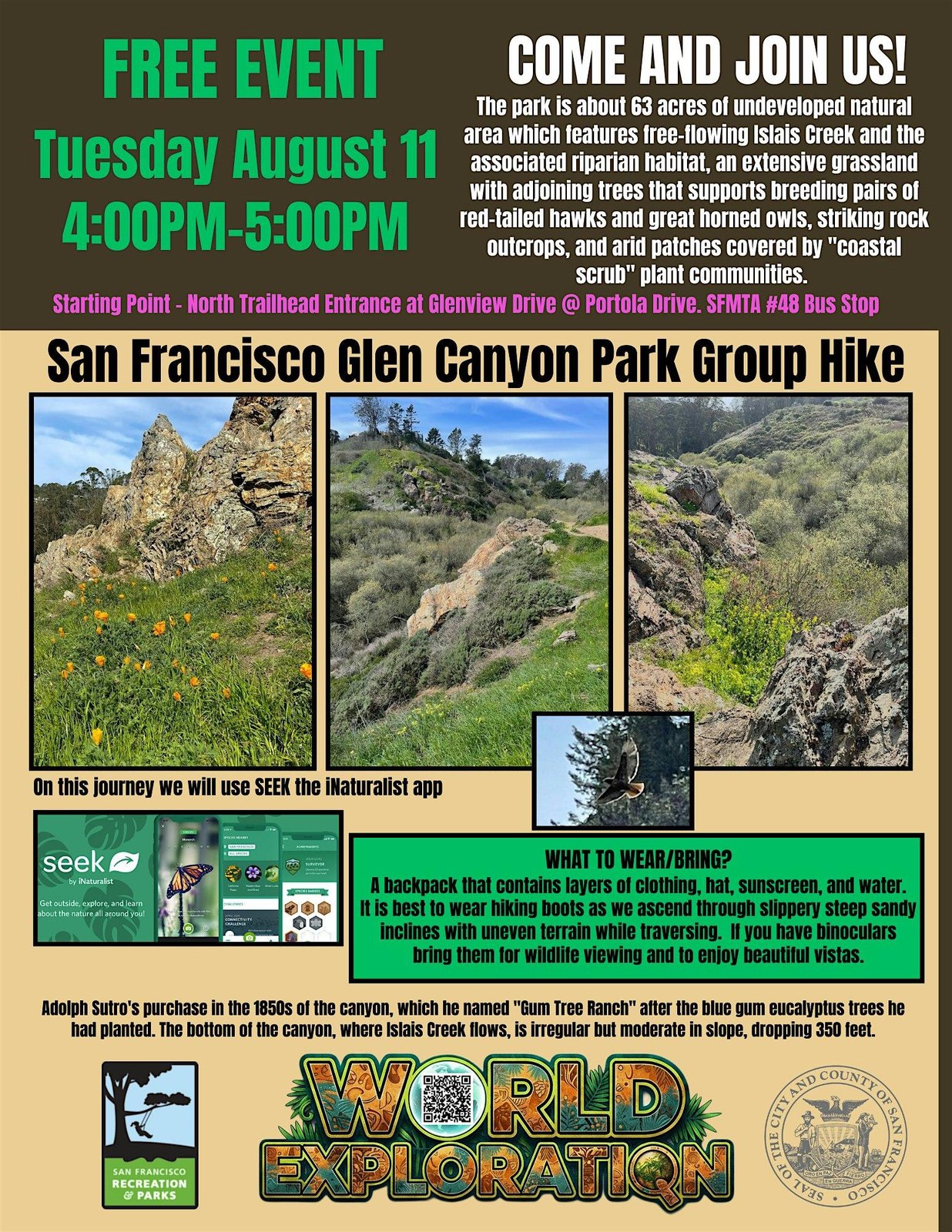 San Francisco Glen Canyon Park Group Hike